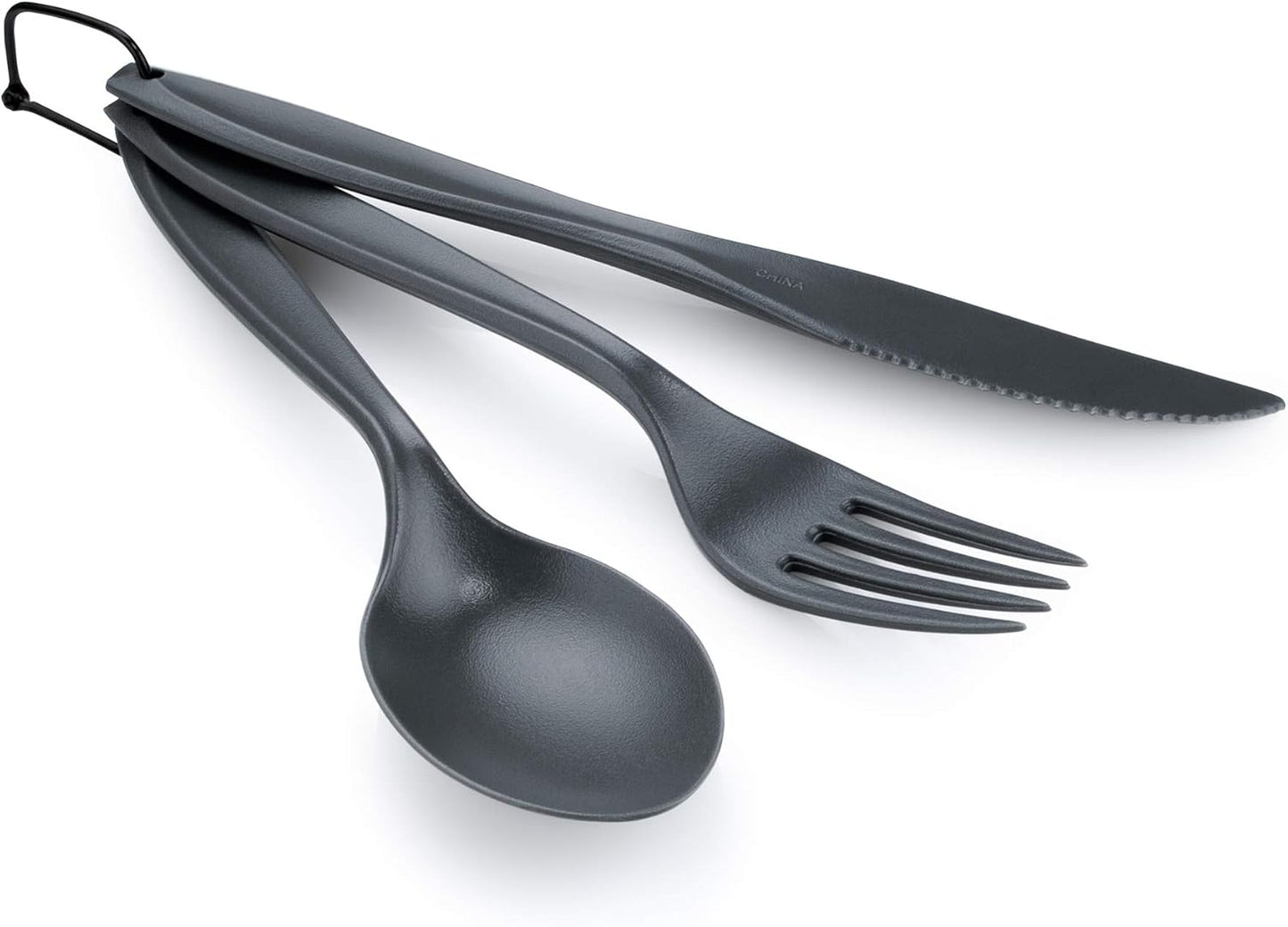 Ring Cutlery Set - 3 Piece GSI Outdoors Camping Utensils in Grey