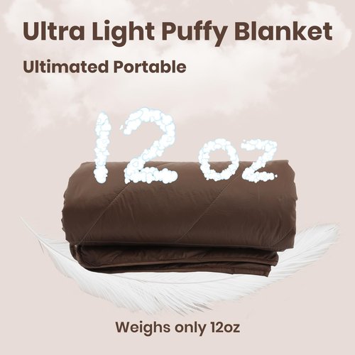 sheelokhwui Ultralight Puffy Blanket, Outdoor Camping Blanket, Water-Resistant and Packable, Great for Camping, Stadium, Traveling, Backpacking, Picnic and Beach. 79"x55". Classic Coffee