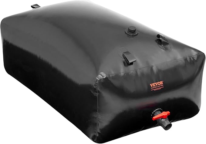 VEVOR 540L/142.7 Gallon Water Storage Bladder, RV Water Tank, 1000D PVC Collapsible Water Storage Containers, Large Capacity Soft Water Bag, Portable Water Bladder,Camping, Emergency Water Supply