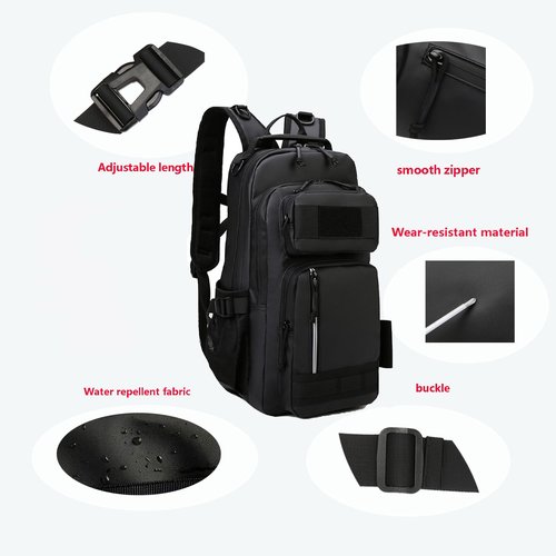 Chardime fishing backpack with rod holder,tackle backpack with adjustable straps for anglers - Versatile fishing bag(Big black camouflage)