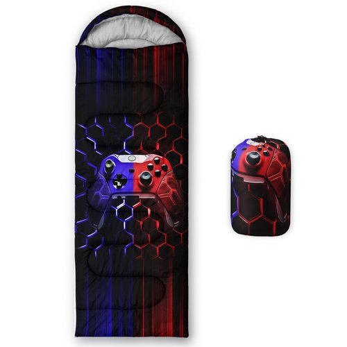 BSNTHO Beehive Gamer Printed Camping Sleeping Bag,3 Season Warm & Cool Weather,Lightweight,Waterproof Sleeping Bag for Adults & Kids,Traveling,and Outdoors,Camping Gear Equipment,31x90inch