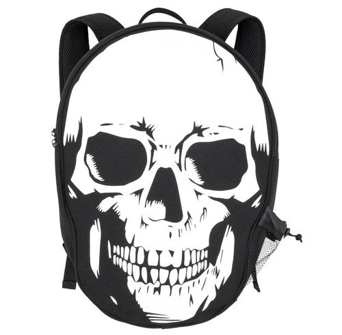 18" Large Skull Backpack with Bottle Holder and Inside Bag Pocket