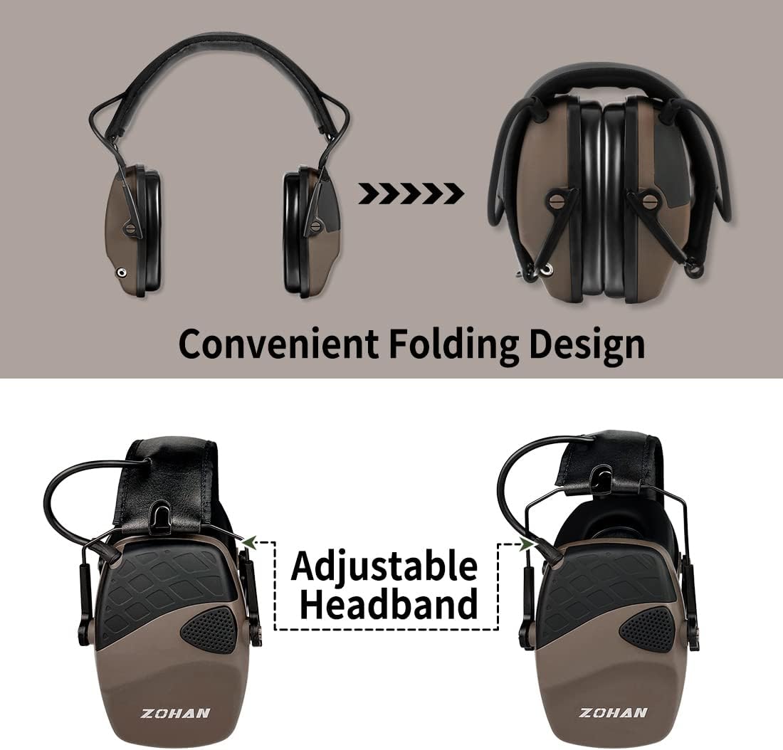 ZOHAN EM054 Electronic Shooting Ear Protection with Sound Amplification, Slim Active Noise Reduction Earmuffs for Gun Range