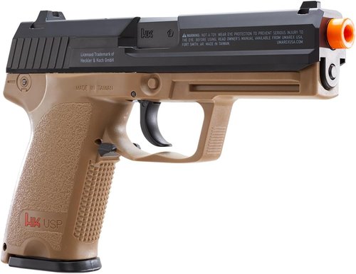 HK Heckler & Koch USP CO2 Powered 6mm BB Pistol Airsoft Gun, Standard Action, Dark Earth Brown