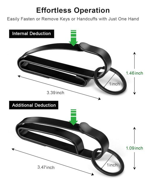 CREASOL 2-Pack Duty Belt Key Holder, Heavy-Duty Quick-Release Clip with Rings, Stainless Steel Stealth Design for Police, Security, and First Responders, Fits up to 2.25-Inch Belts