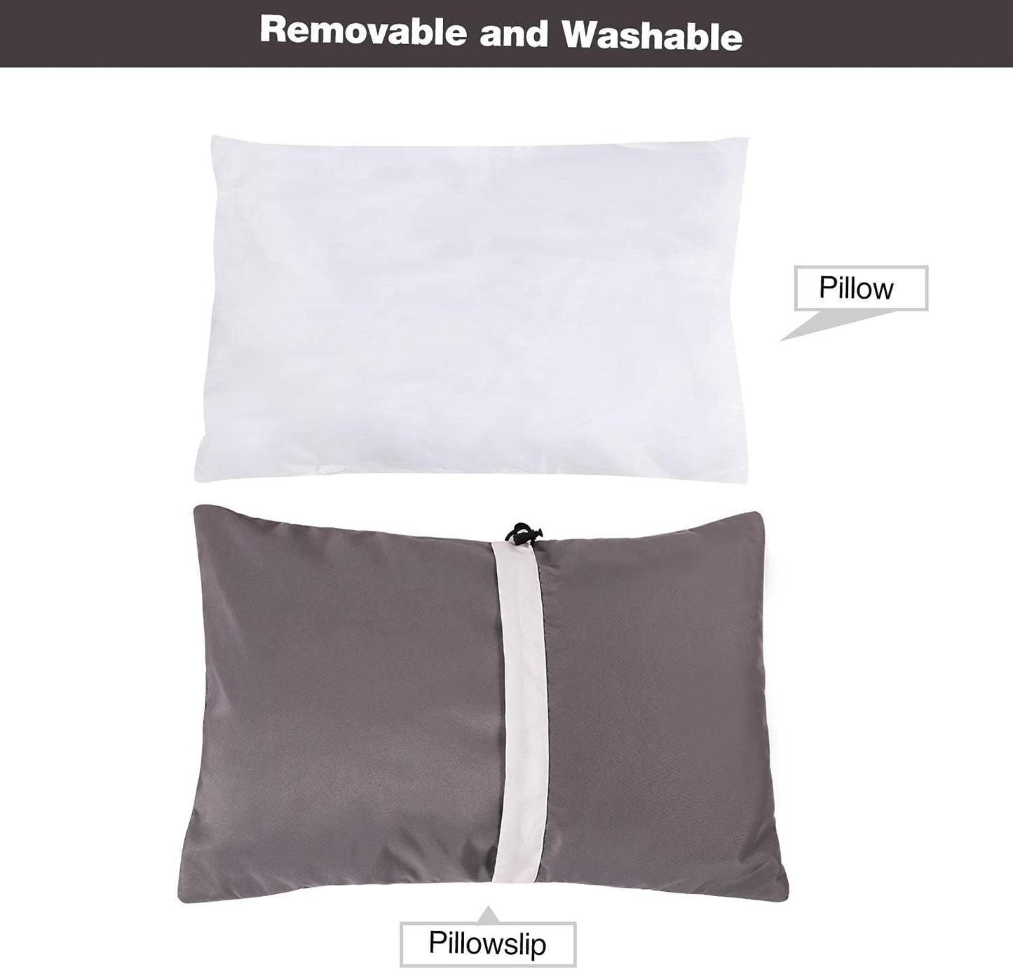 REDCAMP Small Camping Pillow Lightweight and Compressible, Flannel Travel Pillow with Removable Pillow Cover, 2 Pack