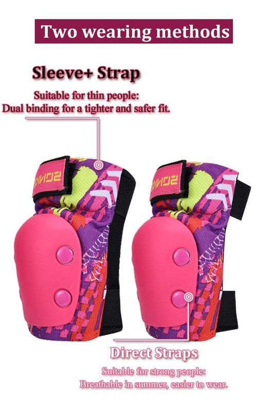 SONKE Kids/Youth Protective Gear Set, Child Knee Pads Elbow Pads Wrist Guards for 4-9 Years Set for Roller Skating, Cycling, Skateboarding, Scooter Riding Sports (Pink)