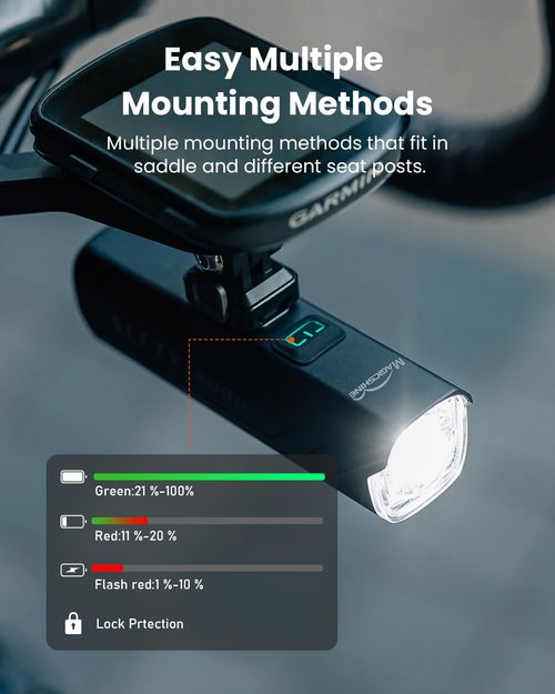 Magicshine Bike Lights ALLTY 1200U, Bicycle Lights for Night Riding with Underneath Mounted, FTR LightSync Control, USB Rechargeable 4200mAh, Bike Light Front and Back for Road Mountain Cycling