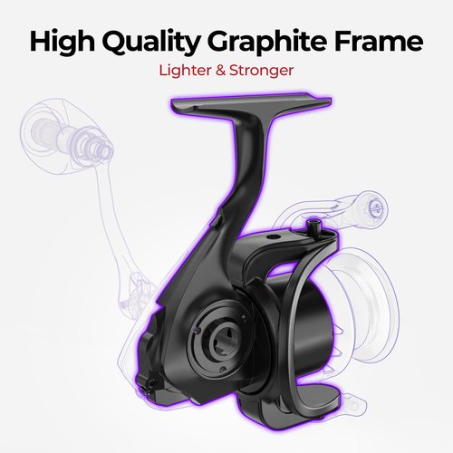 Piscifun Viper X Spinning Reel, Ultralight 6.2:1 High Speed Spinning Fishing Reel, 10+1BB, Carbon Fiber 33 LB Max Drag, 2000 Serie, Purple