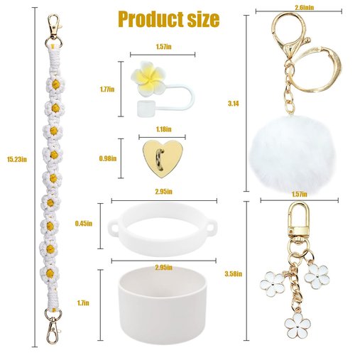 ZeniPremunz 7pcs Stanley Cup Accessories Set,Stanley tumbler accessories,stanleys accessoriee 30oz white,Stanleys cup strap,strap for 40oz & 30oz
