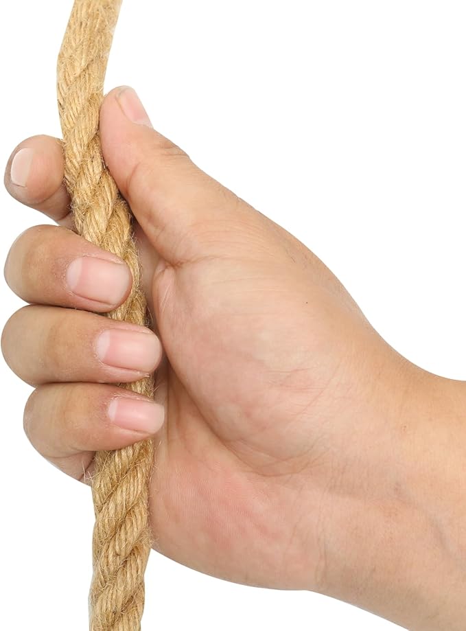 Natural Jute Rope Hemp Rope 5/16 Inch(8 mm) × 200 Ft(60 M) Strong 4 Strands Twisted Manila Thick Jute Twine for DIY Crafts, Cat Scratch Post, Gardening, Decorating, Bundle, Hanging