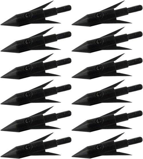 12Pcs Fishing Arrowheads Screw-on Points 150 Grain Black Bowfishing Screw Tips Broadheads for Fishing Arrow Compound Bow, Crossbow and Recurve Bow
