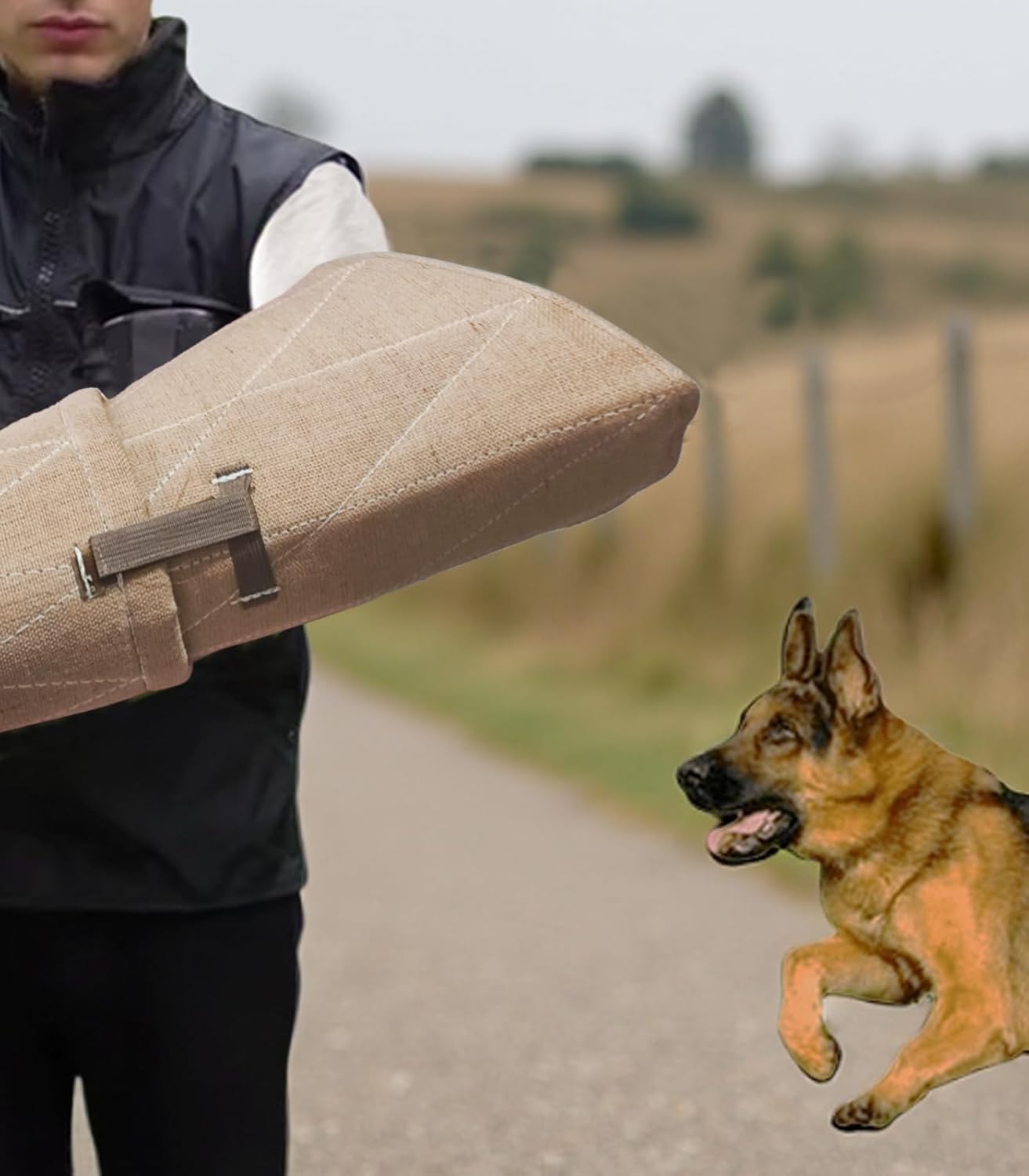 Professional Big Dog Bite Sleeve Agility Equipment Dog Training Arm Protection +PU Leather Stick Kit Set (Canvas)