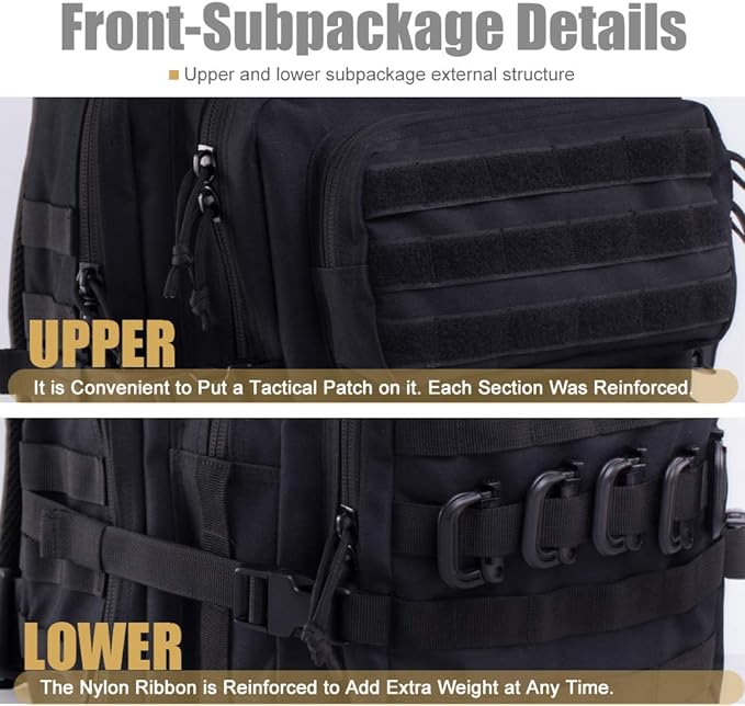 Military Tactical Backpack 45L Large Tactical Backpack for Men, Hiking Rucksack With Bottle Holder