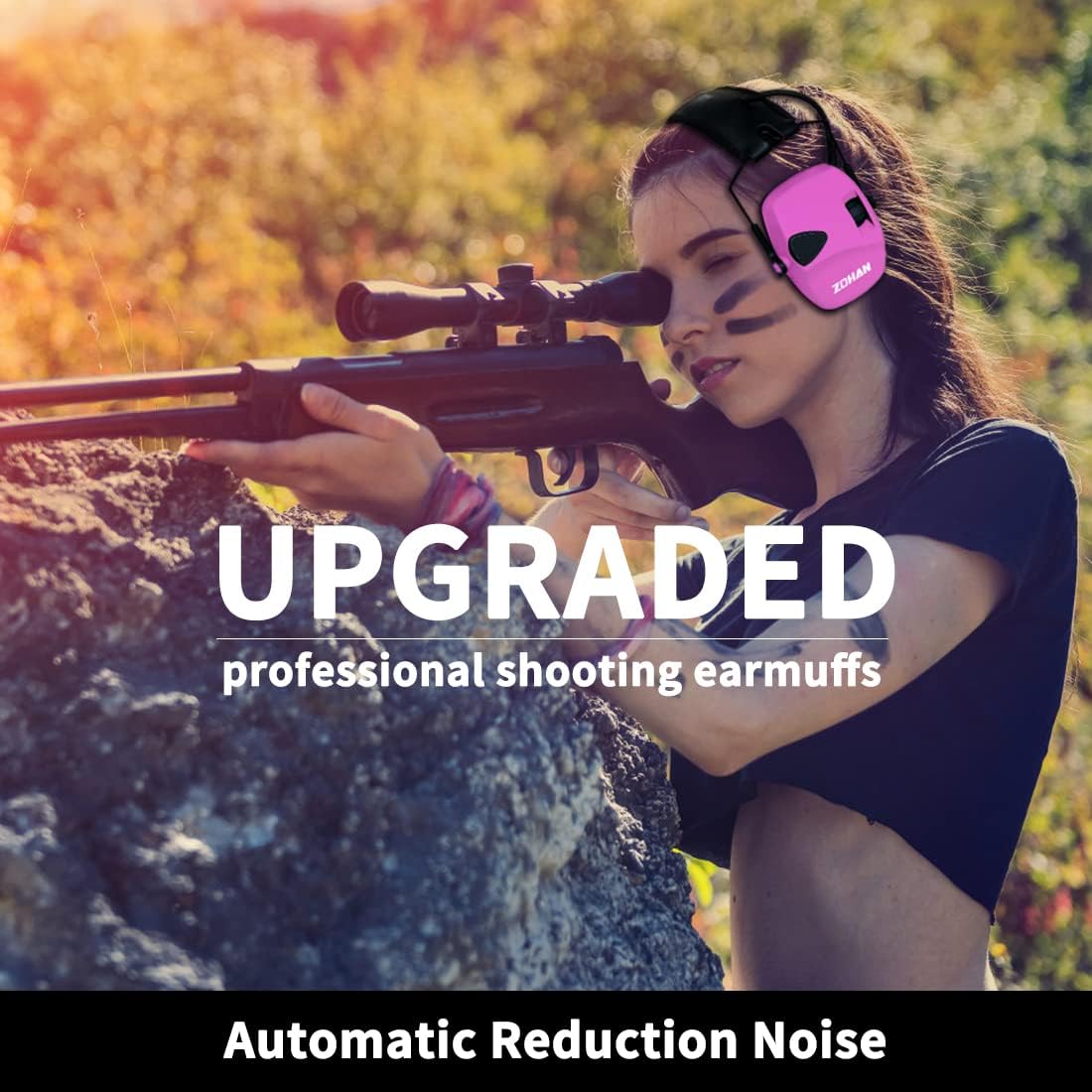 ZOHAN EM054 Electronic Shooting Ear Protection with Sound Amplification, Slim Active Noise Reduction Earmuffs for Gun Range