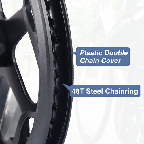 Prowheel Crankset 170mm 48T Crankset 170mm Universal Square Crankset Set Double Chain Cover 170MM Crank Aluminium Alloy Arm for Single/1/6/7/8 Speeds City Bike,Fat Bike,E-Bike,Folding Bike