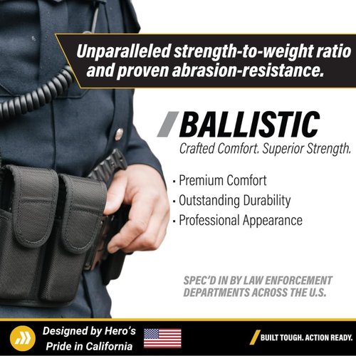 Hero's Pride Duty Belt Key Holder - Durable Ballistic Scabbard with Deluxe Metal Clip and Split Key Ring - Fits 2.25'' Tactical Belts for Law Enforcement
