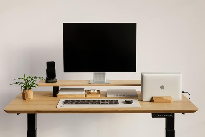 Oakywood Dual Laptop Dock, Vertical Laptop Stand Wood, Laptop Stand for Desk, Desk Organizer, Vertical Laptop Holder, Compatible with All MacBook Pro Air iPad, for 2 Device – 7,1x4,5x1,6”, Oak