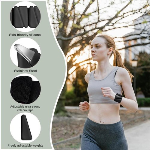 LOOPFIT Ankle & Wrist Weights Set, 2 x 1lb Black Silicone & Stainless Steel, Adjustable Modern Design, Perfect for Pilates, Yoga, Home Workouts & More