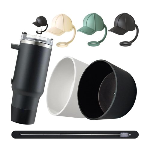3Pcs Cute Straw Topper for Stanley Cup Straw Cover Cap, 2pcs Silicone Boot for Stanley 30/40oz Tumbler,Plus Cleaning Brush,6Pcs Cup Accessories for Men & Women