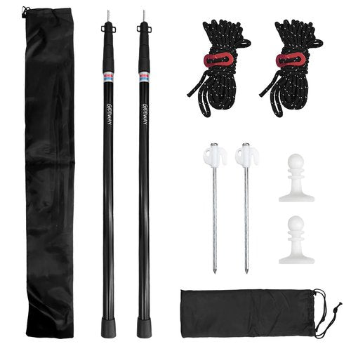 GEEWAY 2 Pcs 120 Inch Tarp Poles for Camping, Heavy Duty Telescoping Tent Pole, Aluminum Adjustable Tent Poles for Outdoor Activity, Wilderness Adventure and RV Travel (Black)