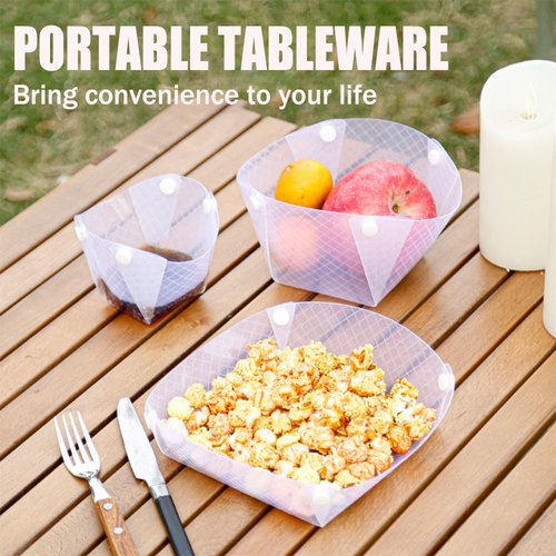 OULIGET Collapsible Bowl Plate Cup Set of 3,Portable Camping Tableware,Snapfold Plastic Plate,Food Grade Material Free Folding Plates for Outdoor Camping Hiking Family Picnic Gatherings Business.