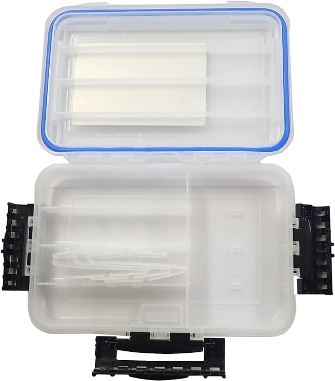 Plano Guide Series 3700 Field Box Waterproof Case, Blue, Large, Waterproof Dry Box with Wrist Strap for Boat, Kayak, and Camping, Outdoor Gear Storage, Clear/yellow & 3640 Waterproof Stowaway