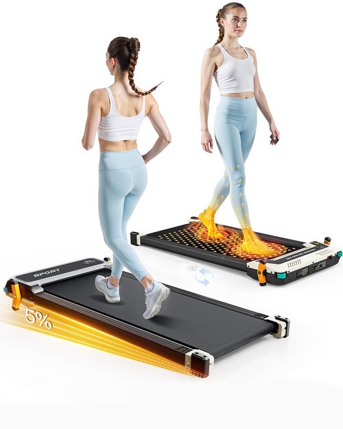 AKLUER Walking Pad with Incline - Dual-Sided 2 in 1 Under Desk Treadmill with Shiatsu Foot Massager, 330LBs Walking Pad Treadmills for Home and Office, LED Display and Remote Control, Black