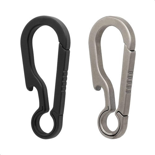 PJYTAC Titanium Carabiner Clip Small Backpack Clip Black Hook Heavy Duty Keychain Clips Anti-Lost Quick Release Key Chain for Keys Bottle Opener Keychain