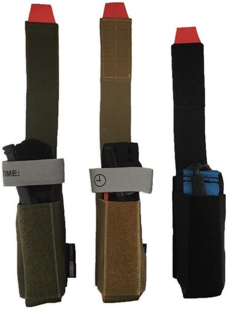 Rescue Essentials Universal Tourniquet Holder with Tab, Velcro Closure, Elastic Sides, Molle Attachment and an Adjustable Strap to Fit All Windlass Tourniquets.