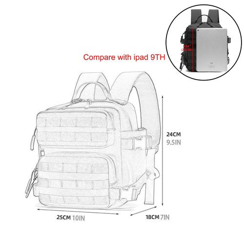 9L Mini Tactical Backpack Men Women Small Assault Rucksack Water-proof GYM Hiking Bug Out Bag with molle attachments (Purple)