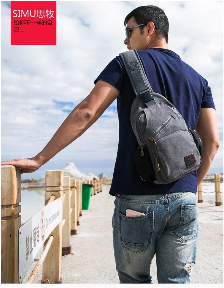 Sling Bag Pack Canvas Shoulder Sling Backpack Small Crossbody Chest Bag for ipad mini
