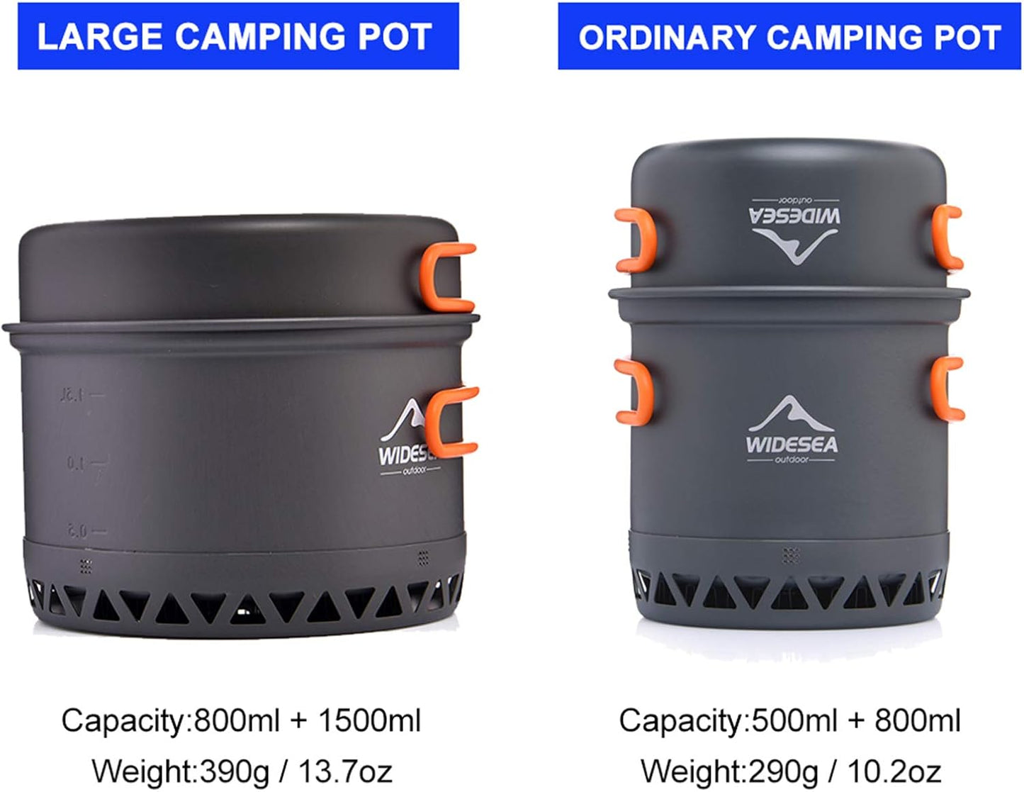 widesea Camping Cookware Outdoor Pot Pan Cooking Equipment Heat Exchange Design for Hiking Backpacking Travel