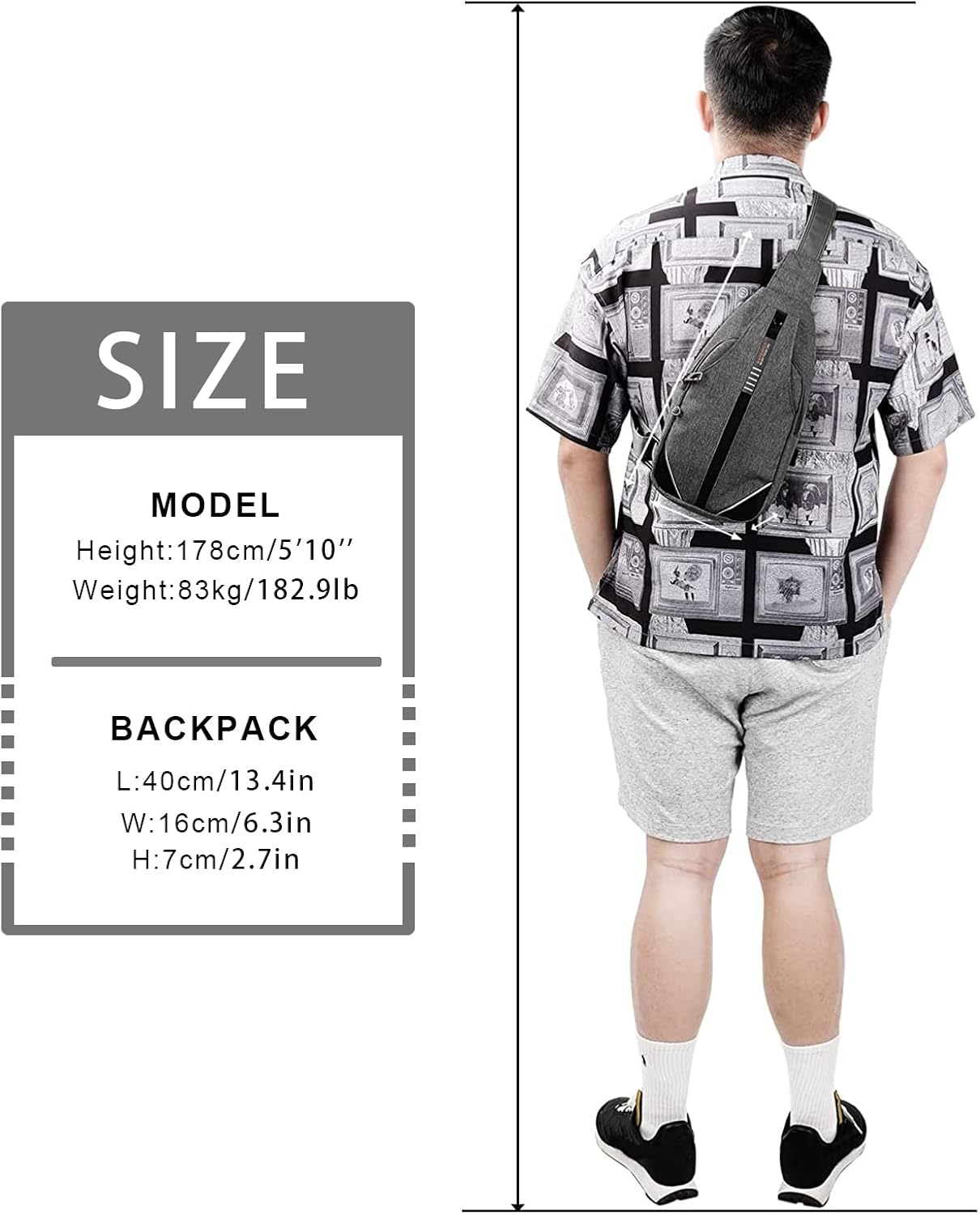 WATERFLY Small Crossbody Sling Backpack Anti Theft Backpack for Traveling Chest Bags for Men&Women Multipurpose Casual Daypack Hiking Shoulder Bag (Black)