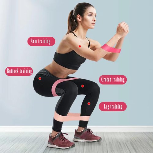 Resistance Loop Exercise Bands with Instruction Guide and Carry Bag, 5 Set of Stretch Bands for Booty Legs Pilates Flexbands,Pink