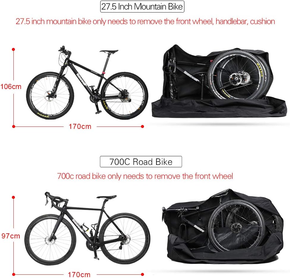 Rhinowalk Folding Bike Carry Bag 20" Thick/ 26" Thin/26 Thick Bicycle Transport Storage Case Bike Travel Bag for Air Travel,Shipping Professional Cycling Accessories