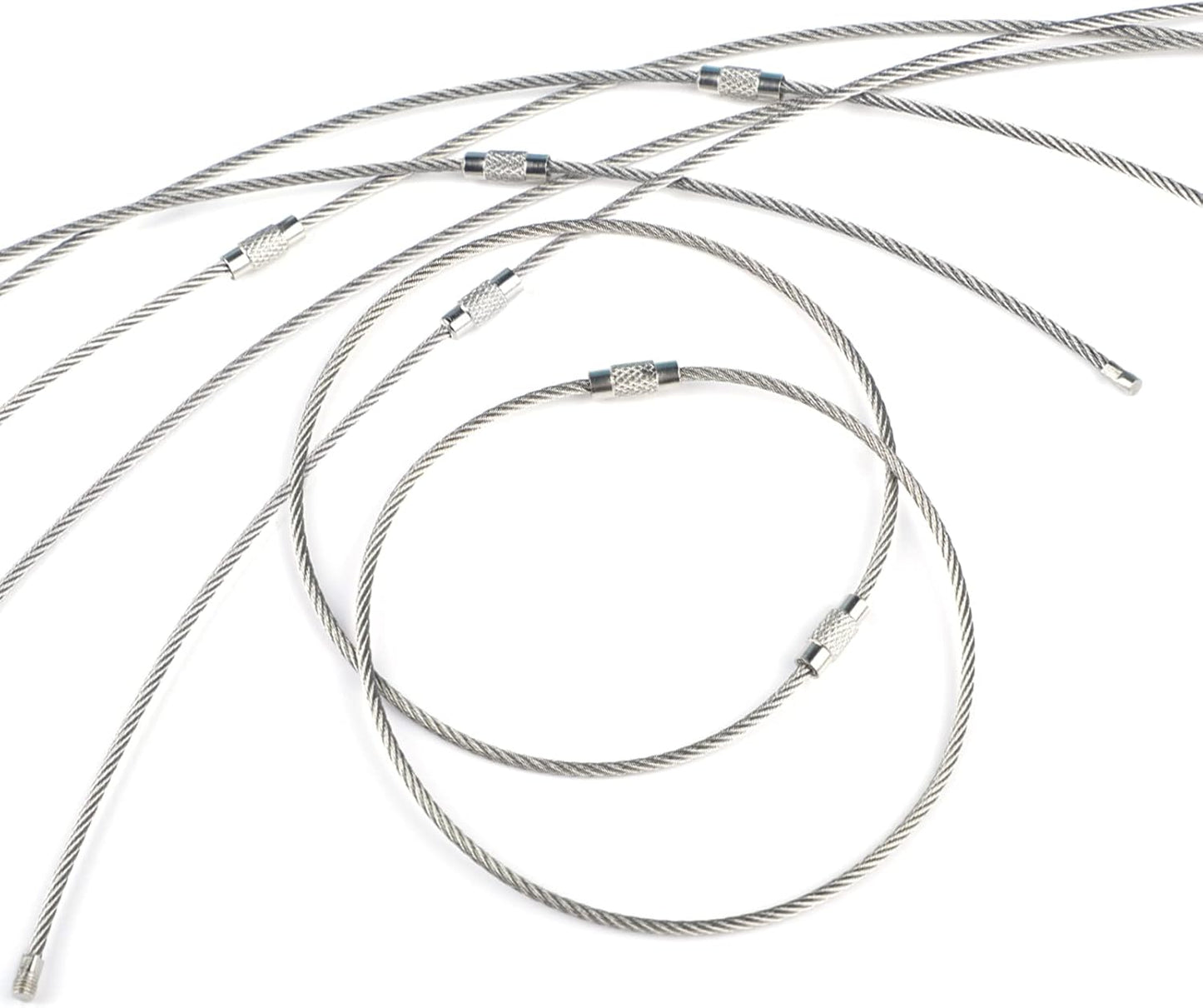 Pawfly 5 Inch/10 Inch Wire Keychain Cable Large Stainless Steel Key Ring Loop Holder, 20/50/100 Pack