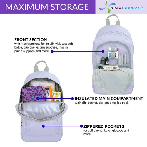 Sugar Medical Insulated Diabetes Sling Backpack | Diabetic Care Products | Diabetic Supplies Travel | Diabetes Organizer (Taylor)