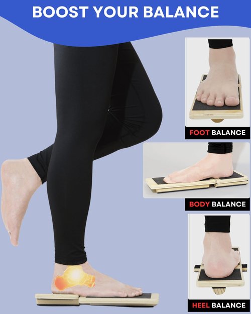 Caredgitz Ankle Strengthener, Single Leg Balance Board for Ankle Rehab, Foot Trainer for Mobility, Foot Stretcher for Sprained Ankle, Balancing Wobble Board, Posture Board, Arch Trainer with Brace