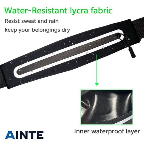 AINTE Slim Running Belt Fanny Pack for Women Men,Running phone holder,Running Waist Pouch bag for Workout Jogging,Money belt,Runner Gear Accessories(Black)