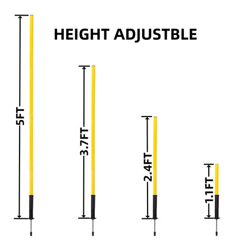 6 Pcs 5FT Agility Training Poles for Soccer,Basketball,Football,Dog,Horse Training-Adjustable Speed and Agility Training Equipment Sports Training Sticks with Ground Spring Nails and Storage Bag