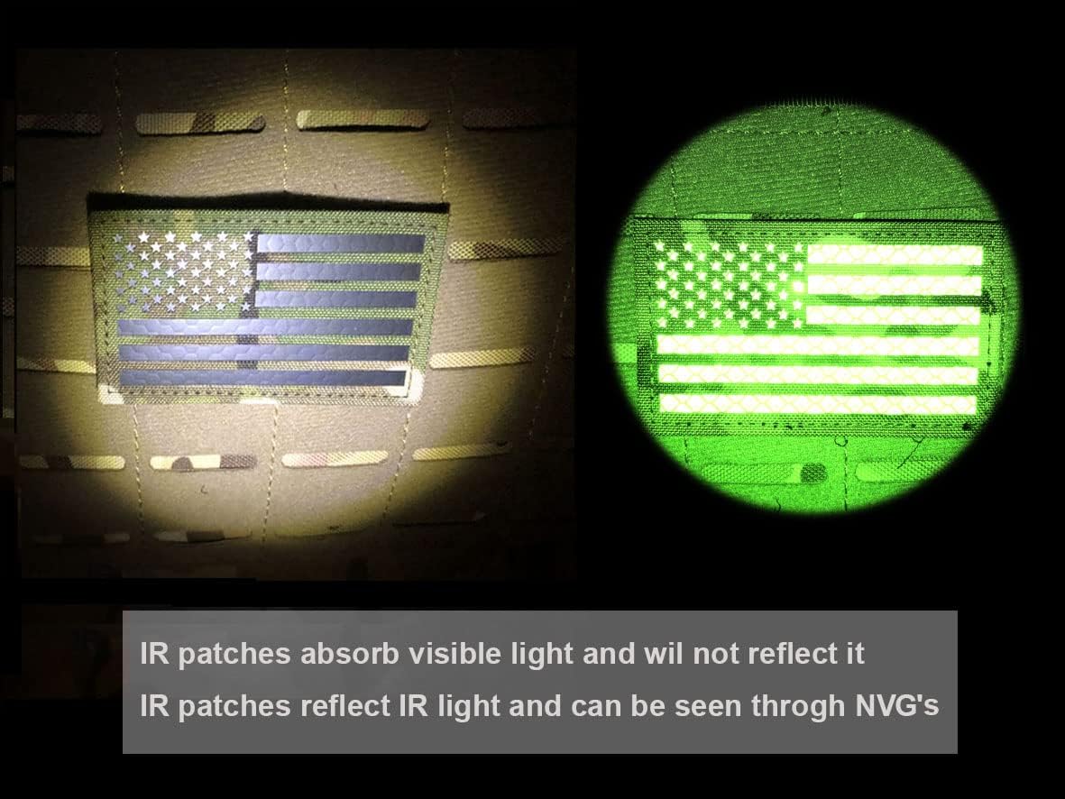 SUVIYA 5x3 inch Large Camo Infrared IR US USA American Flag Patch Tactical Vest Patch Hook-Fastener Backing (5" Width x 3" Height)