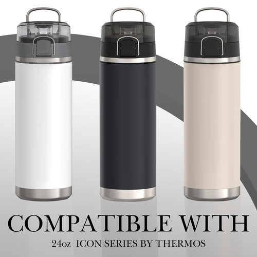 Linkidea 2 Pack Water Bottle Boot Compatible with Thermos ICON Series 24oz, Silicone Waterbottle Bottom Bumper Protector (Clear White)