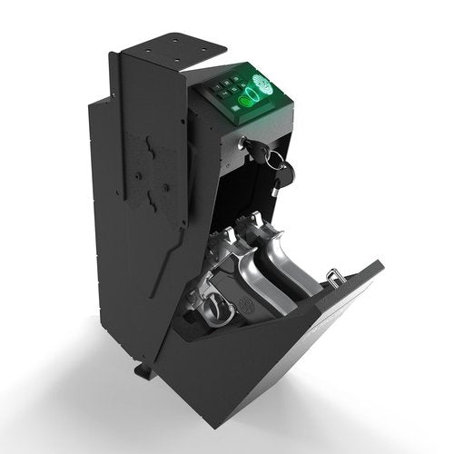 PATRON Gun Safe for handgun, Biometric Gun Safe box for pistols，hidden Wall or Desk Mounted fingerprint safes for nightstand,Bedside,Truck，electronic Quick Access shotgun safe box