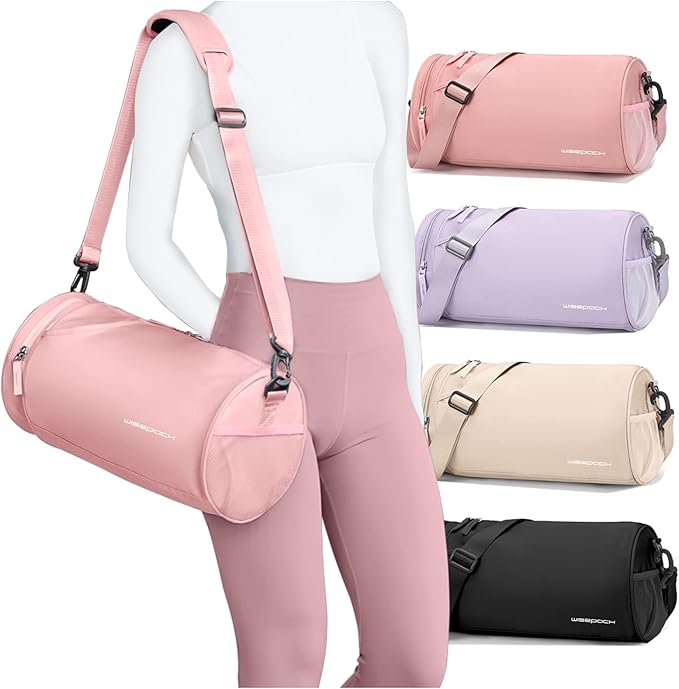 Small Waterproof Gym Bag for Women - Mini Duffle With Wet Pocket for Sports, Travel, Dance, Swimming, Yoga, Fitness - Carry-On Weekender Pink