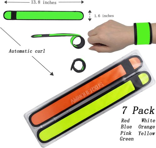 LED Glow Slap Bracelets Light Up Wristbands Flashing Arm Wrist Bands High Visibility Safety Gear Lights for Cycling Walking Running Concert Camping Outdoor Sports, Fits Women Men