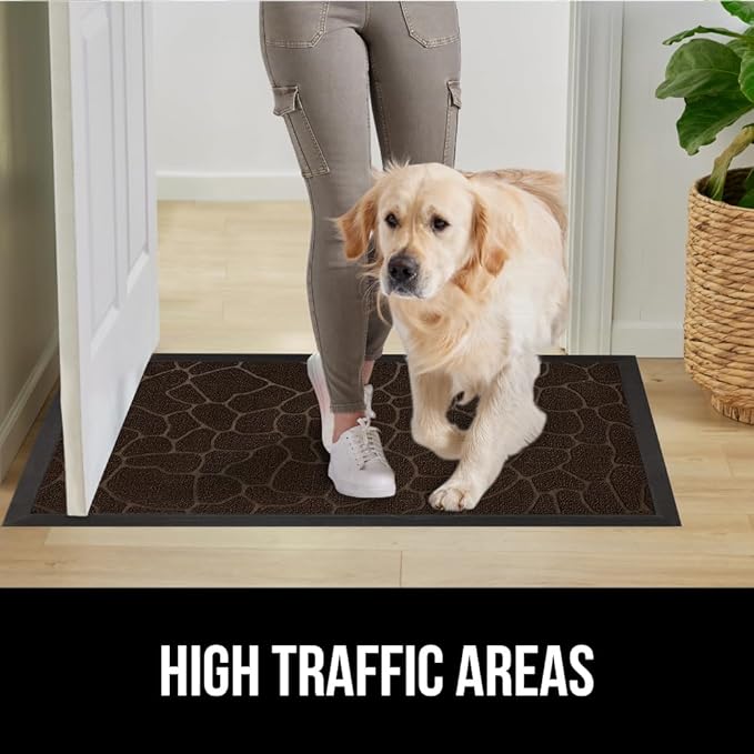 GORILLA GRIP 100% Waterproof All-Season WeatherMax Doormat, 72x24 Runner, Durable Natural Rubber, Stain and Fade Resistant, Low Profile, Indoor Outdoor Door Mats, Easy Clean Mat, Dark Brown Pebble