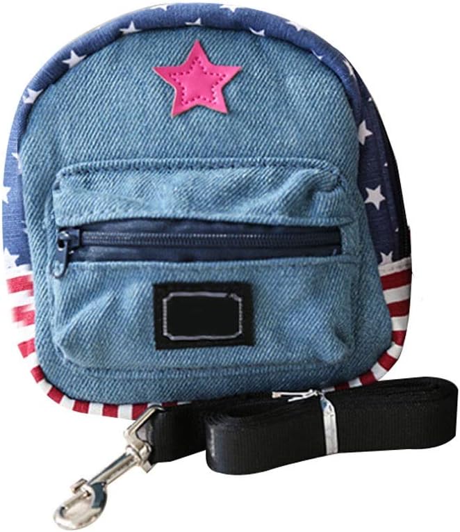 Stock Show Pet Cartoon Backpack Harness with Leash, Puppy Cute Animal Back Pack Saddle Bags with Lead for Dog Outdoor Training Walking, Blue