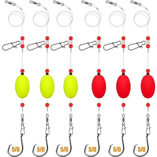 Dovesun Fish Finder Rig with Float 20.5" Surf Fishing Rigs 90LB Surf Fishing Tackle for Shark Bluefish Stripers 6PCS 5/0