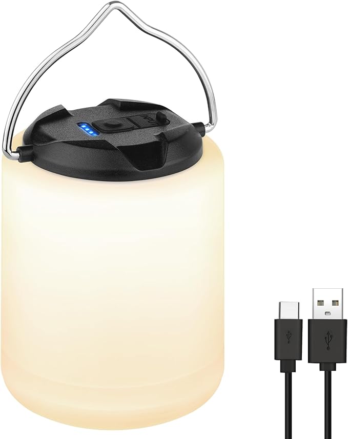 LED Camping Lantern, Rechargeable Camping Light, 4 Modes Outdoor Flashlights Lanterns with 1000LM, Water Resistant Portable Emergency Camp Light for Hurricane Hiking Survival Kits - Black